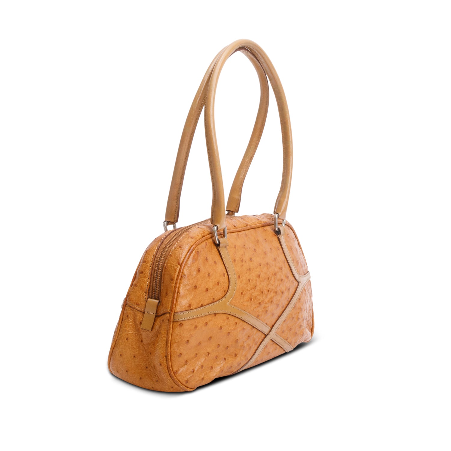 Prada Brown Ostrich Shoulder Bag