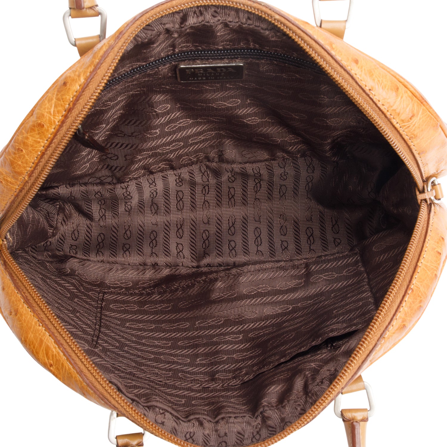 Prada Brown Ostrich Shoulder Bag