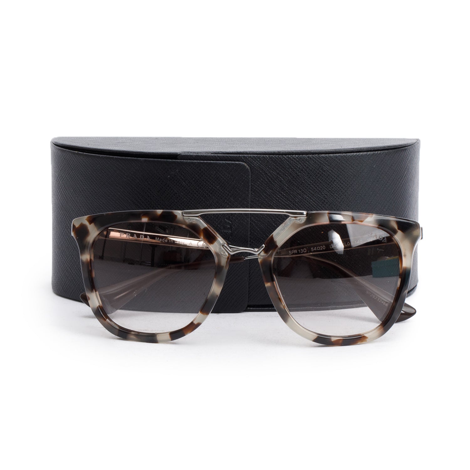 Prada SPR13Q Grey Acetate Cinema Cat Eye Sunglasses w/ Case