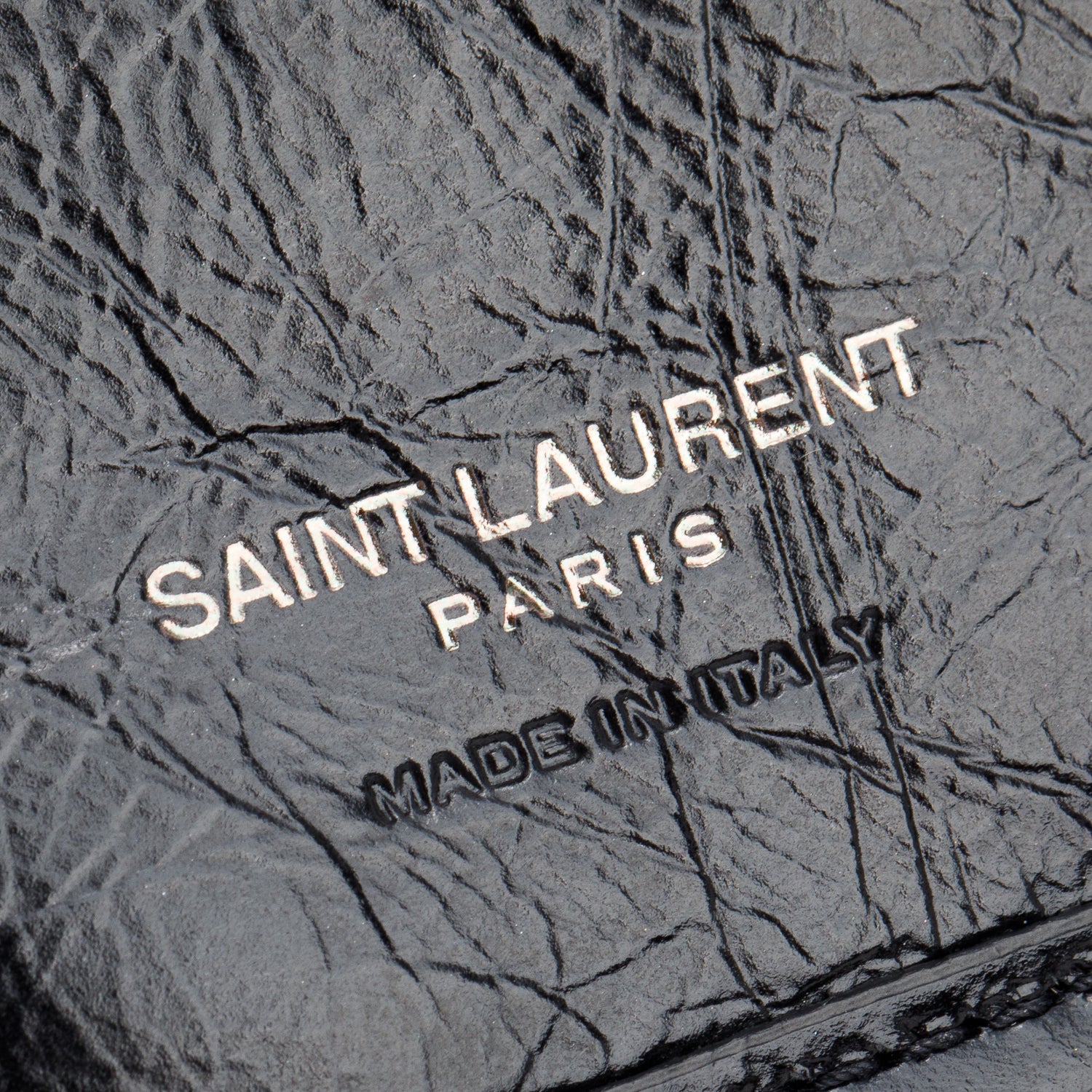 Saint Laurent Black Crinkled Calfskin Niki YSL Monogram Compact Wallet
