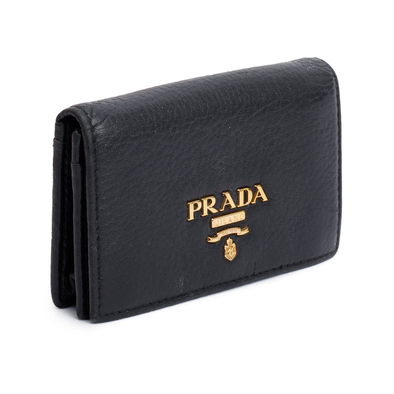 Prada Black Vitello Move Leather Flap Card Holder