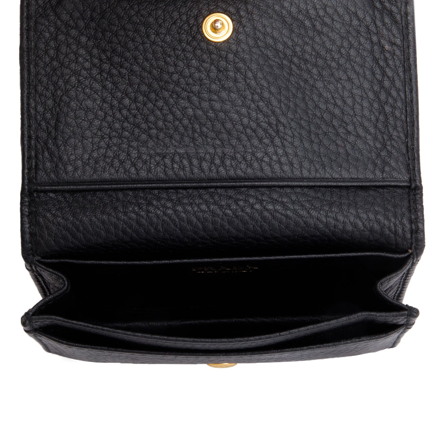 Prada Black Vitello Move Leather Flap Card Holder