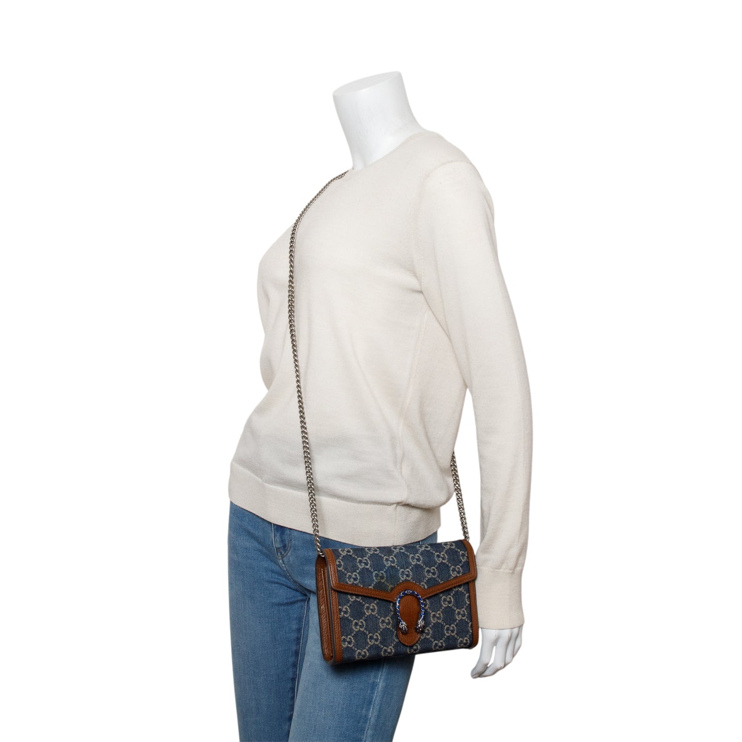 Gucci Blue GG Denim Mini Dionysus Wallet on Chain