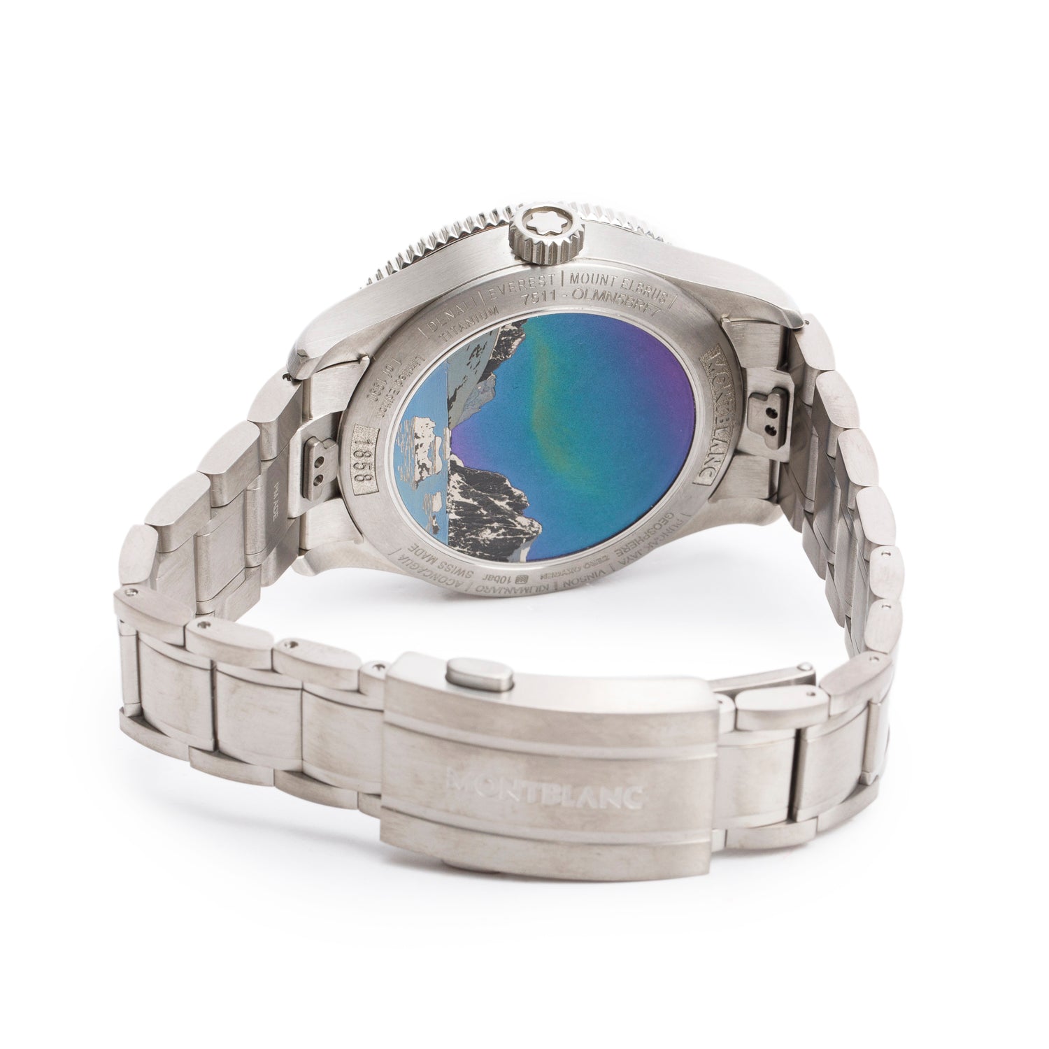 Montblanc 2023 Limited Edition Titanium 1858 Geosphere 0 Oxygen South Pole Exploration 42 MM Automatic Watch Blue Dial 7511 w/ Box & Papers