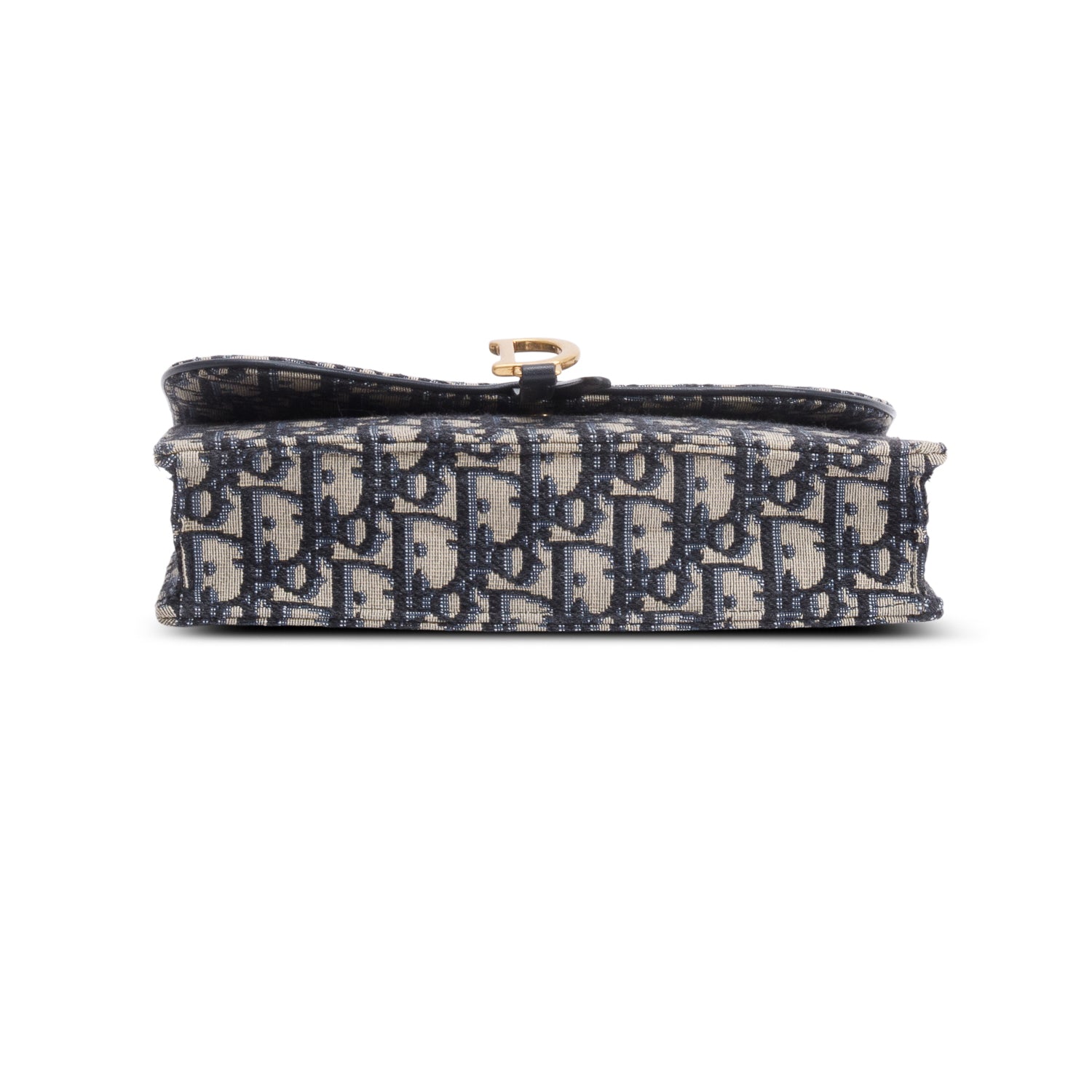 Christian Dior 2021 Blue Oblique Medium Saddle Pouch with Chain
