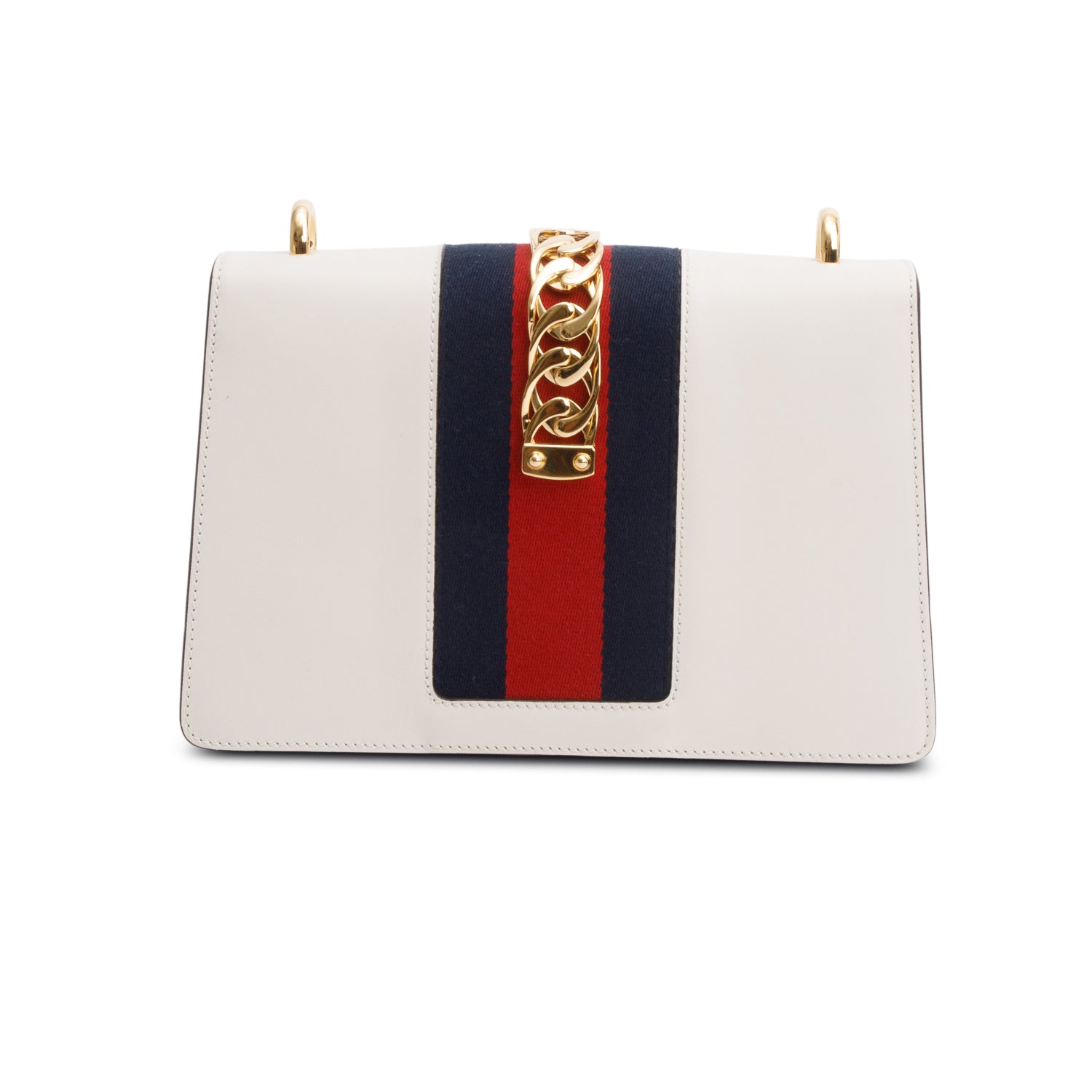 Gucci White Calfskin Leather Small Sylvie Shoulder Bag w/ Straps