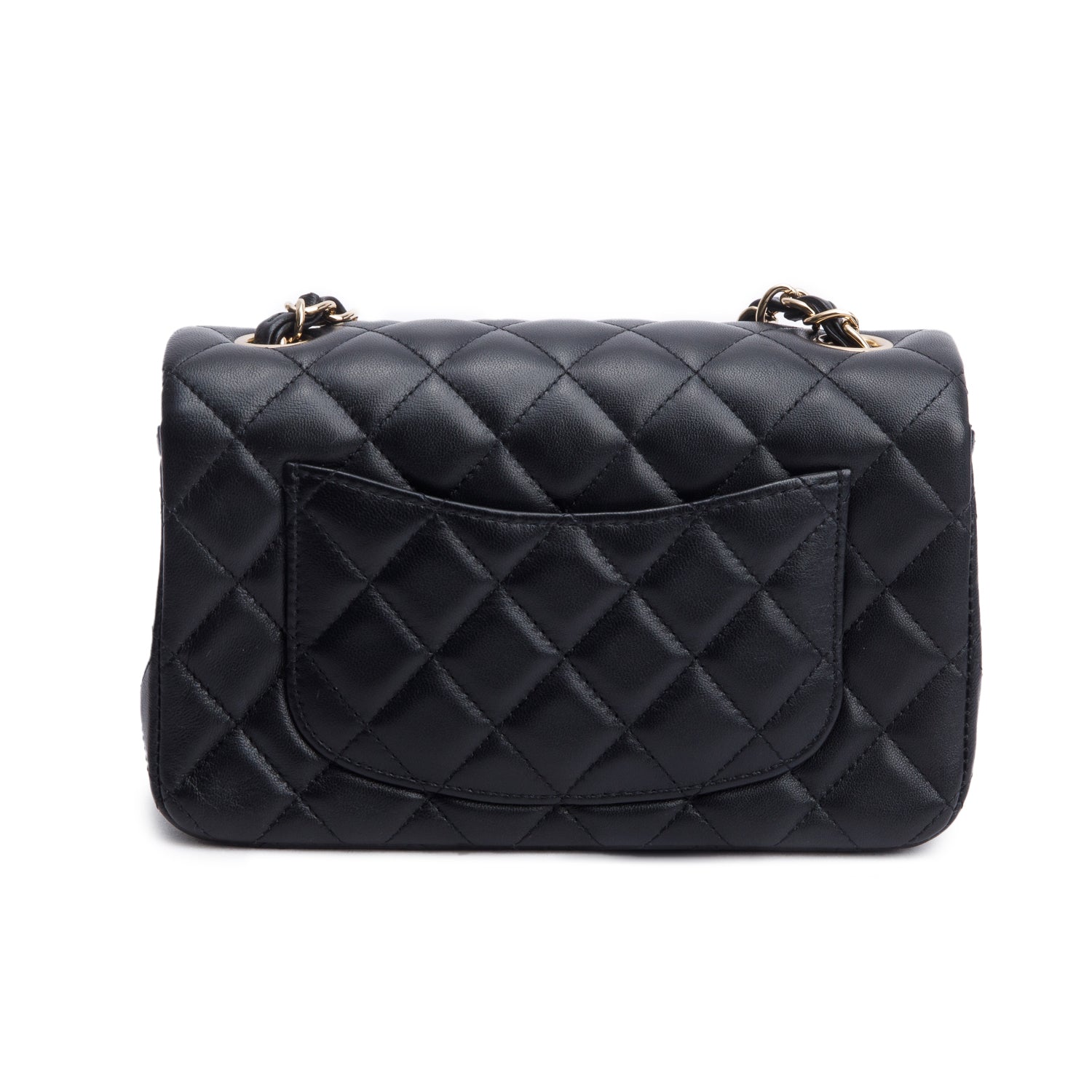 Chanel Black Lambskin Quilted Mini Rectangular Flap Bag w/ Box