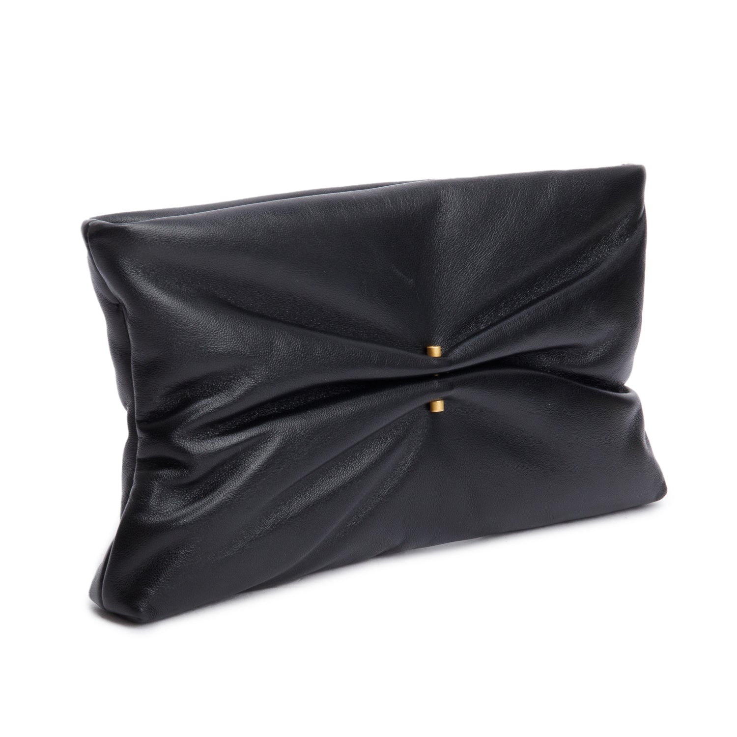 Chanel 2025 Black Shiny Lambskin Pearl Clutch w/ Chain & Box