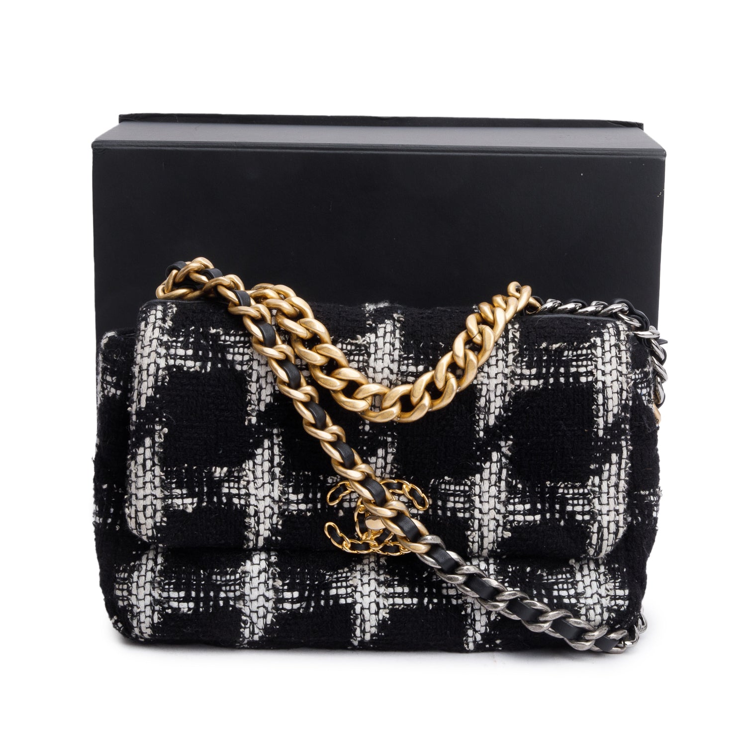 Chanel 2020 Tweed Quilted Medium 19 Flap Bag w/ Box & Authenticity Card