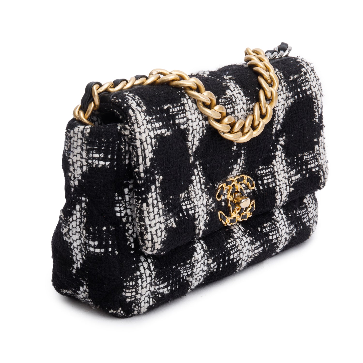 Chanel 2020 Tweed Quilted Medium 19 Flap Bag w/ Box & Authenticity Card