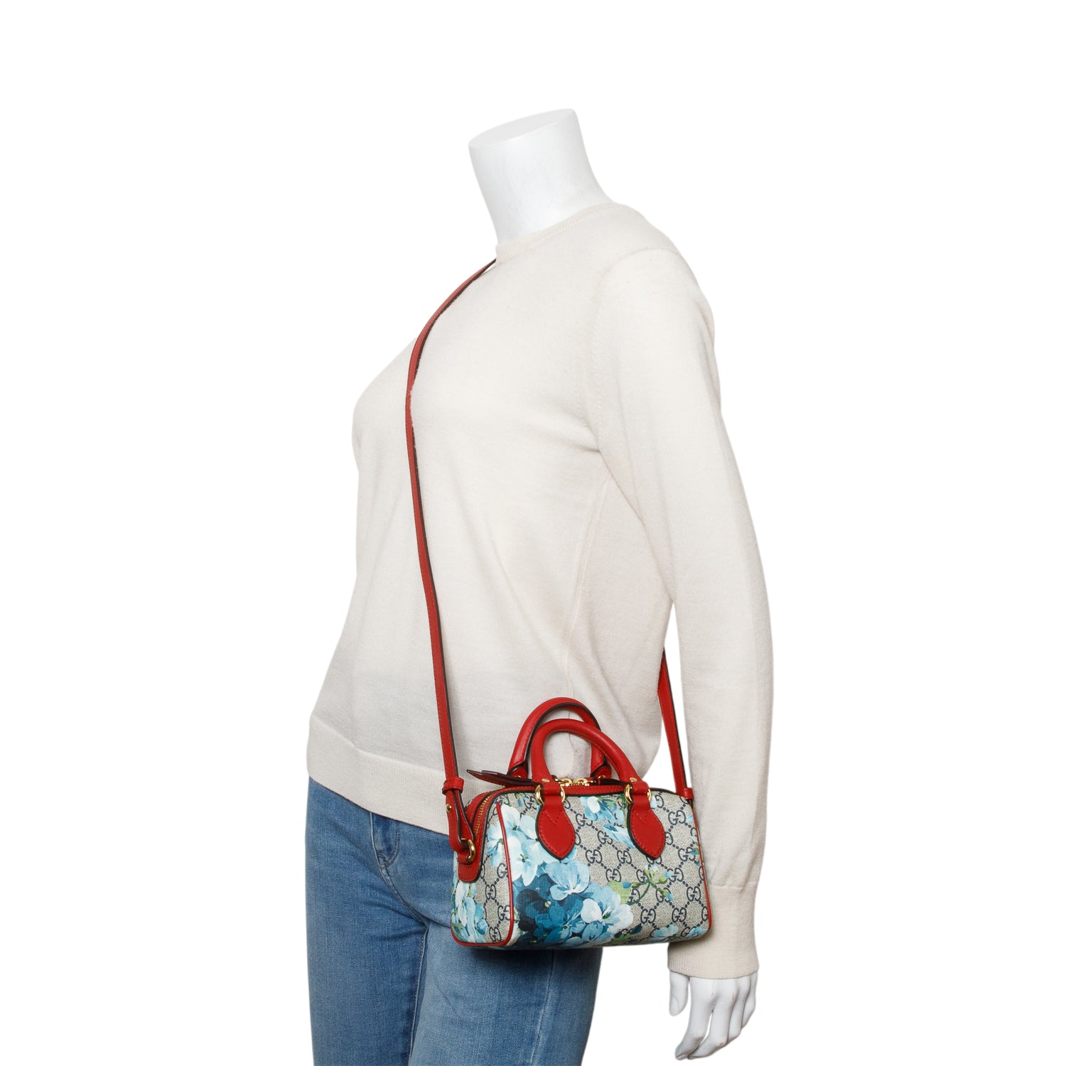 Gucci GG Supreme Monogram Blooms Nano Boston Bag w/ Strap