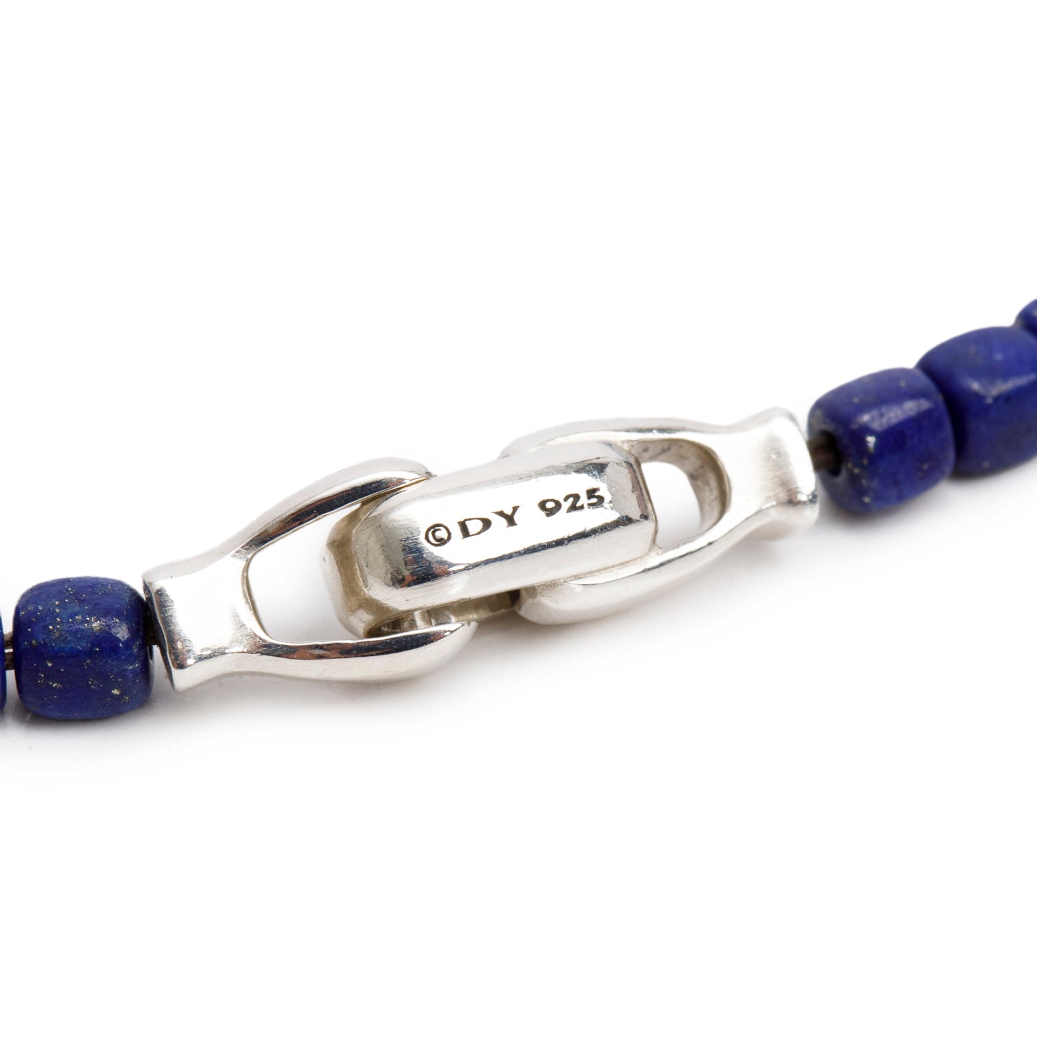 David Yurman Sterling Silver 4 MM Lapis Lazuli Spiritual Beads Necklace