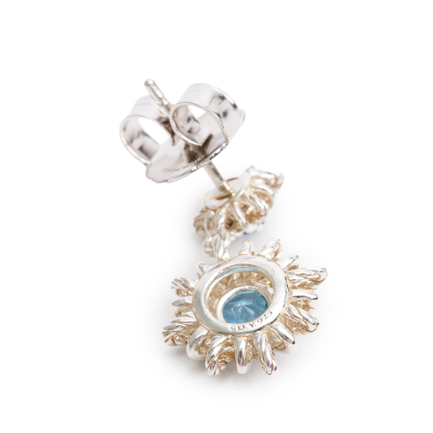 David Yurman Sterling Silver Blue Topaz Starburst Drop Earrings