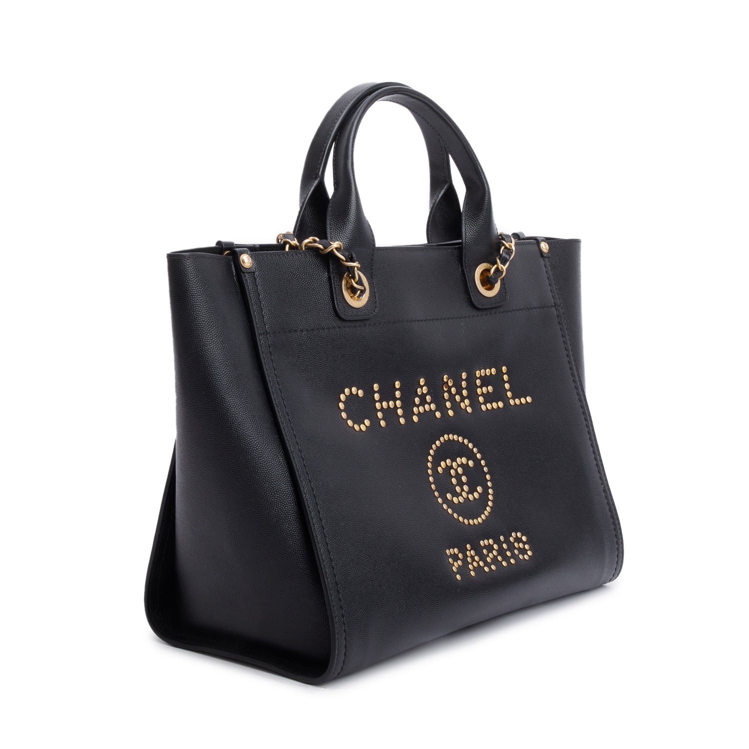 Chanel Black Caviar Small Studded Deauville Tote