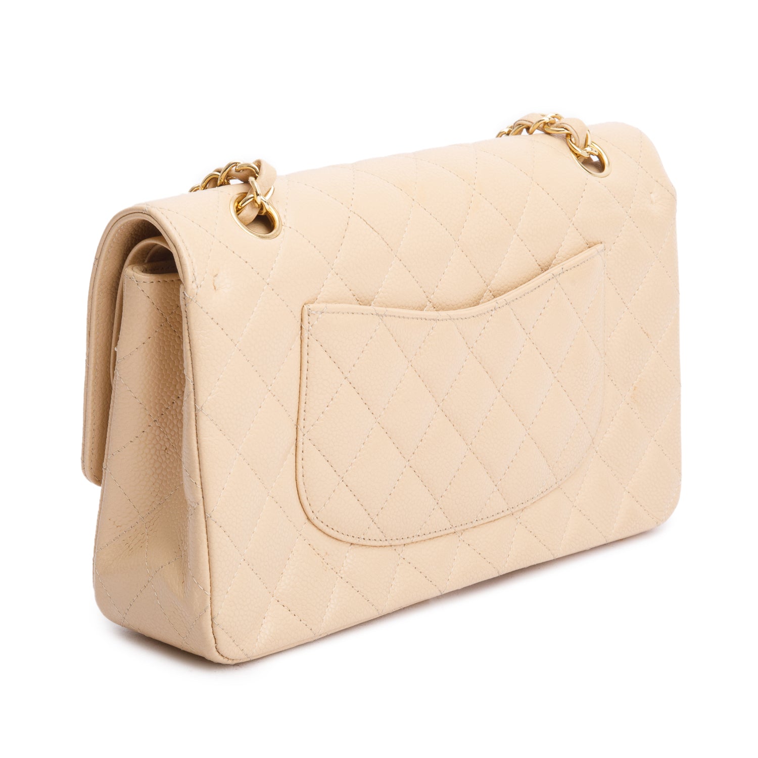 Chanel Beige Quilted Caviar Double Flap Bag