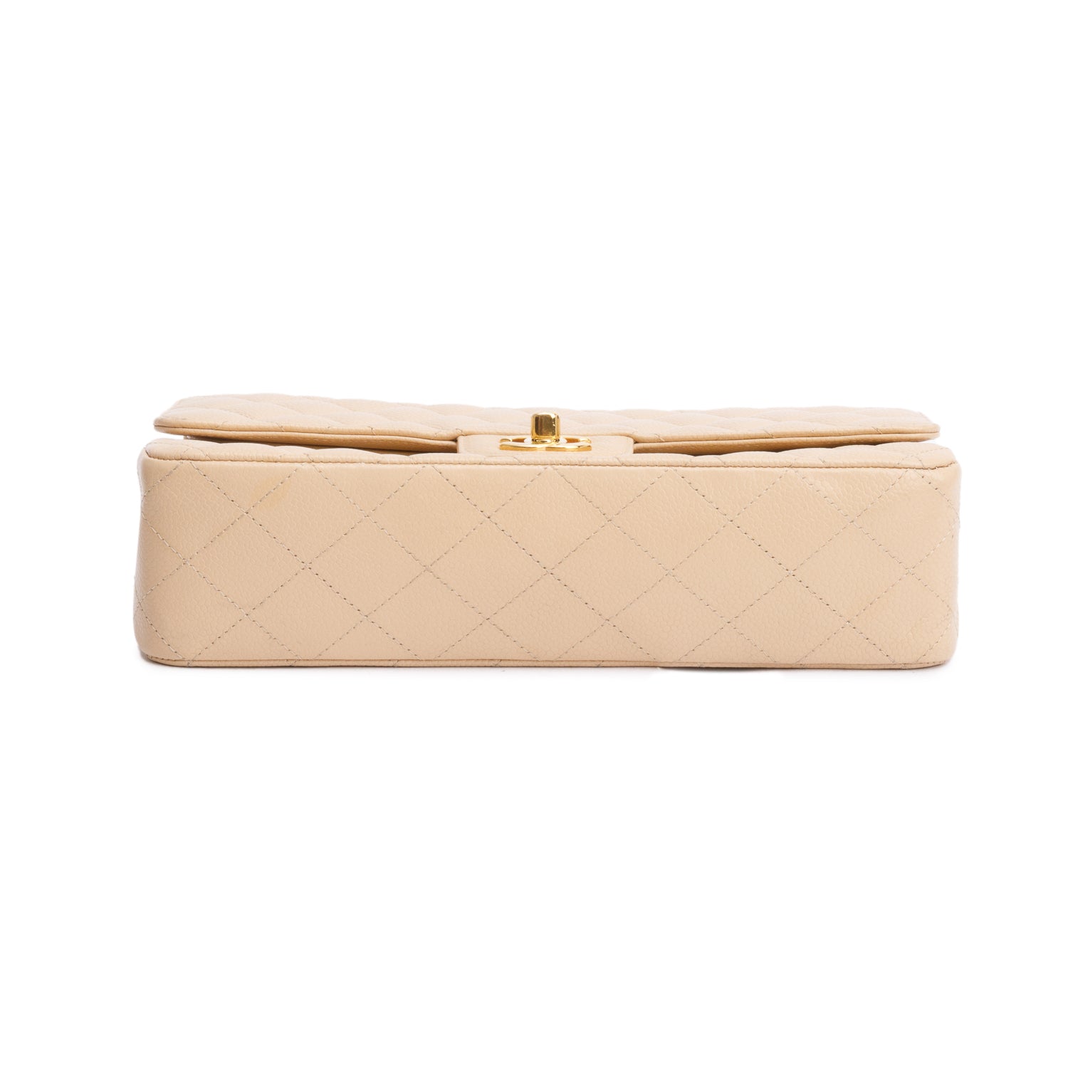 Chanel Beige Quilted Caviar Double Flap Bag