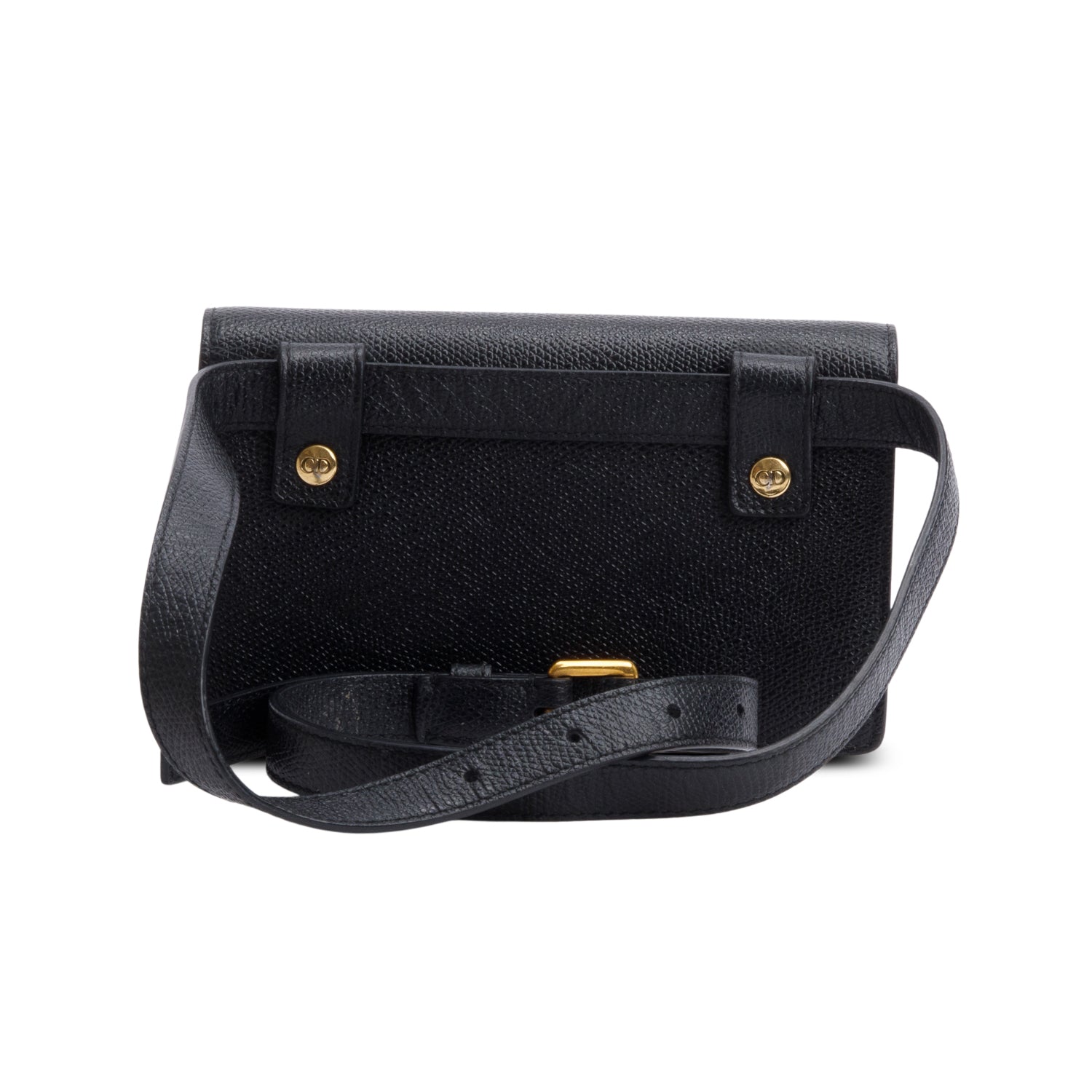 Christian Dior Black Grained Calfskin Saddle Belt Bag w/ Box & Receipt