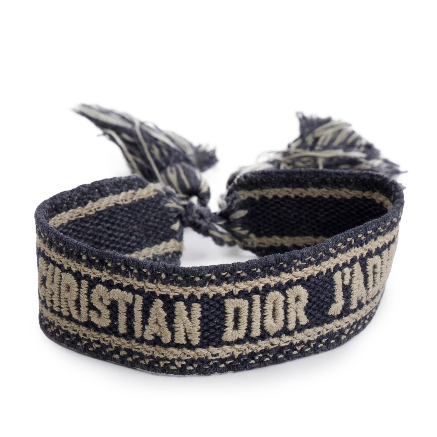 Christian Dior Navy Woven Cotton Oblique J'Adior Friendship Bracelet