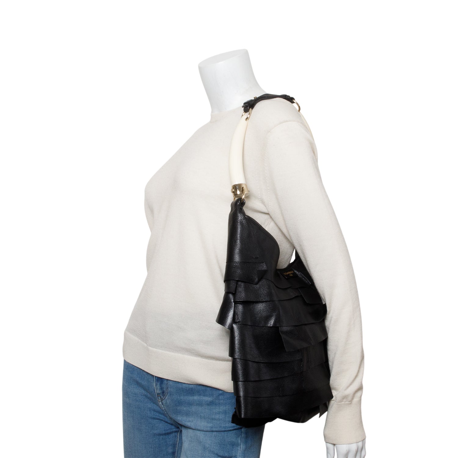 Saint Laurent Black Leather Large St. Tropez Tote