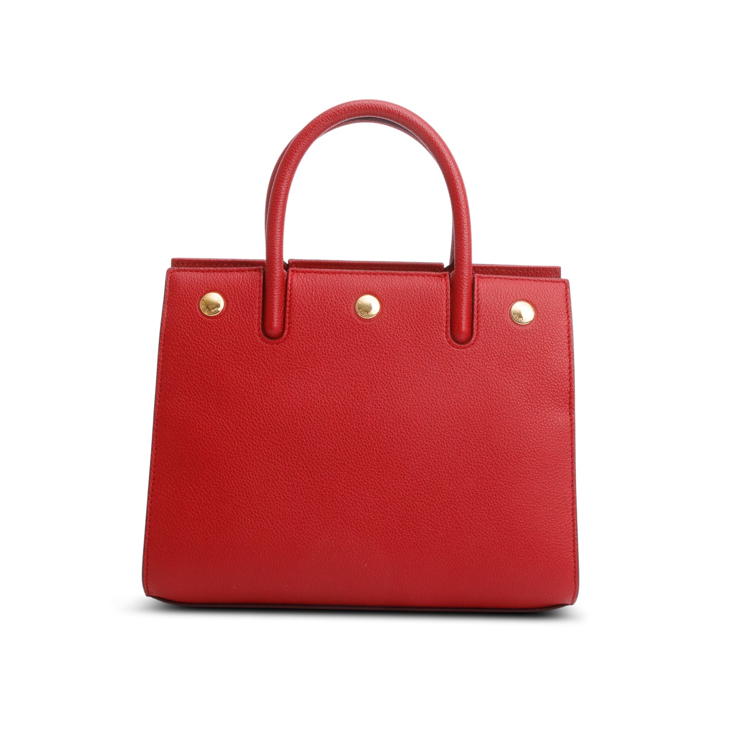 Burberry Red Grainy Calfskin Mini Title Top Handle Bag w/ Strap