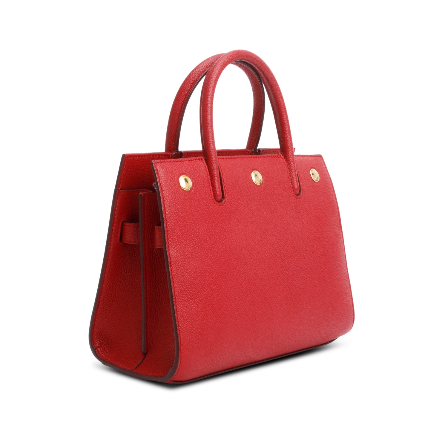 Burberry Red Grainy Calfskin Mini Title Top Handle Bag w/ Strap