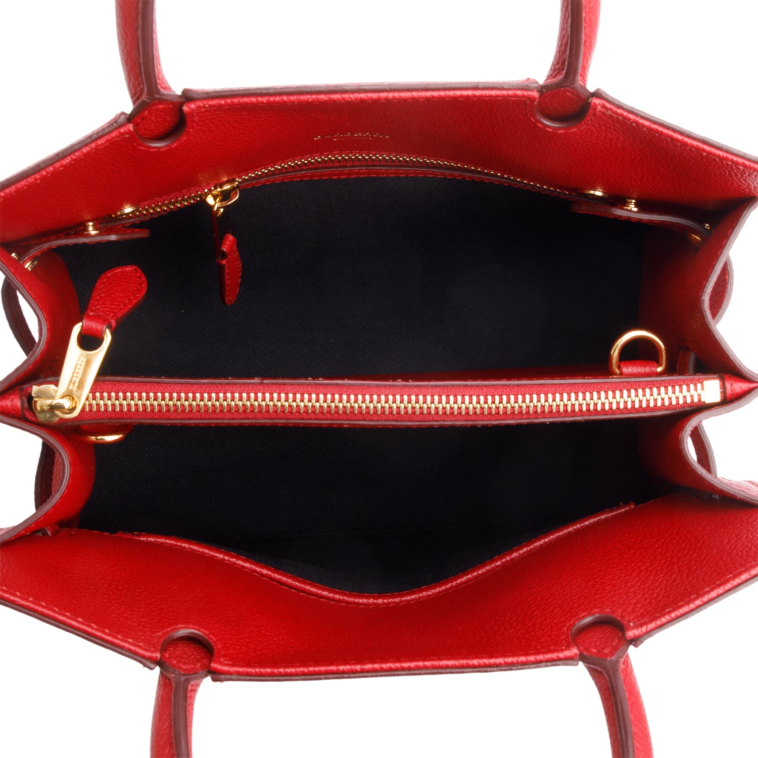 Burberry Red Grainy Calfskin Mini Title Top Handle Bag w/ Strap