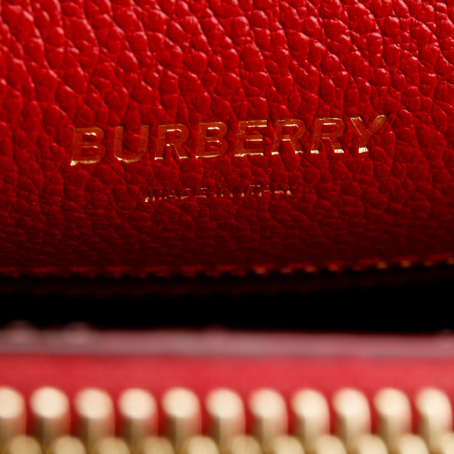 Burberry Red Grainy Calfskin Mini Title Top Handle Bag w/ Strap