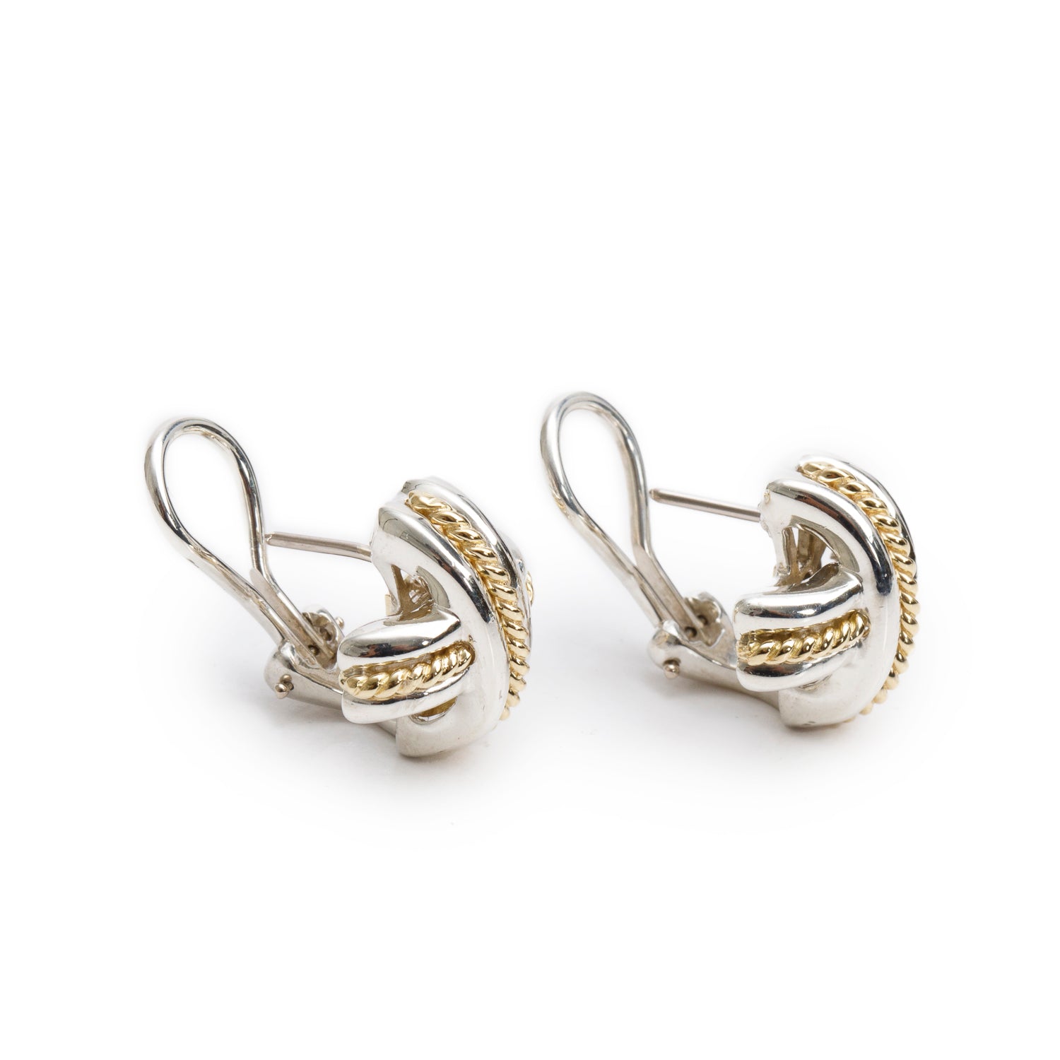 Tiffany & Co. Vintage Sterling Silver & 18k Yellow Gold Signature X Earrings