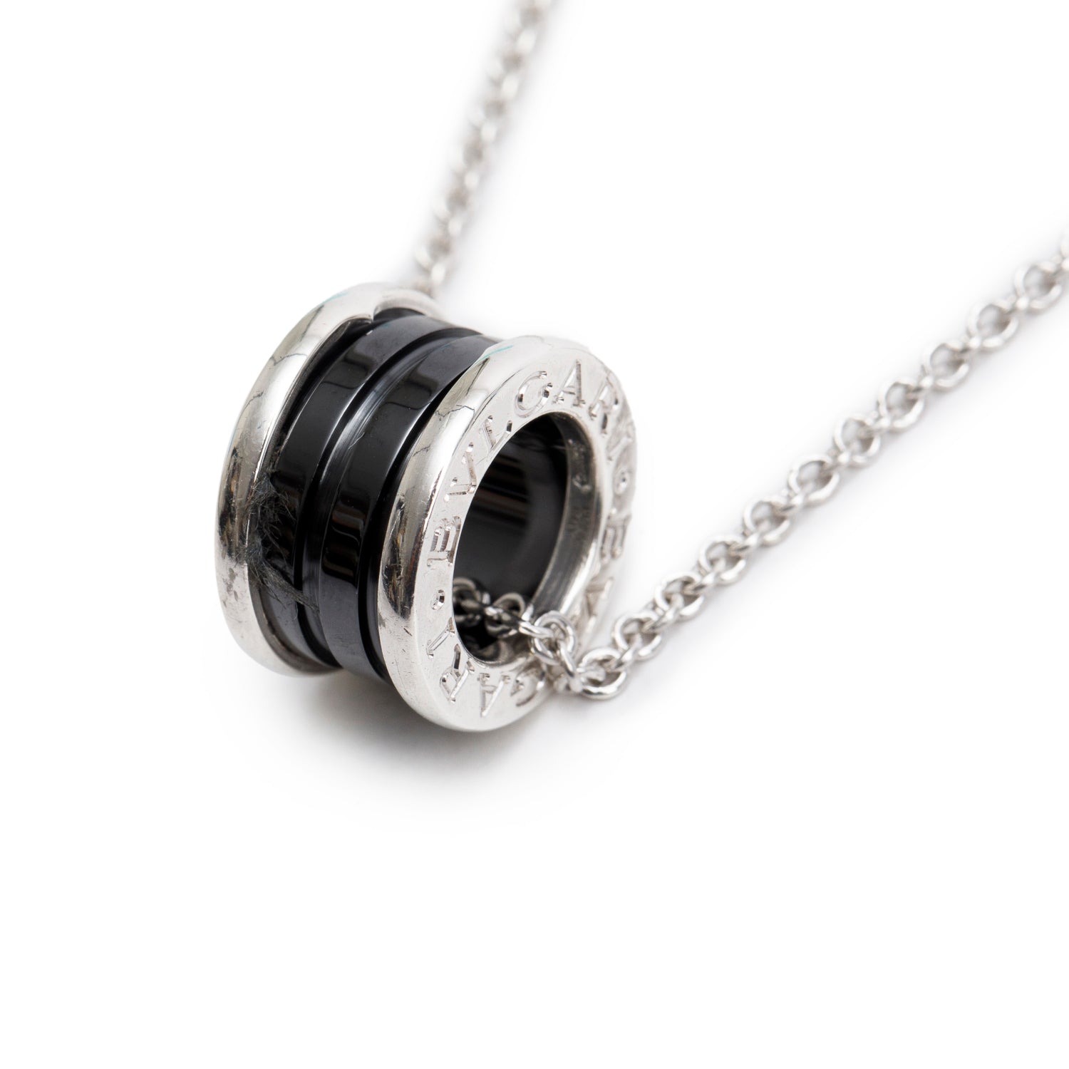 BVLGARI Sterling Silver Save The Children Black Onyx Pendant Necklace w/ Box