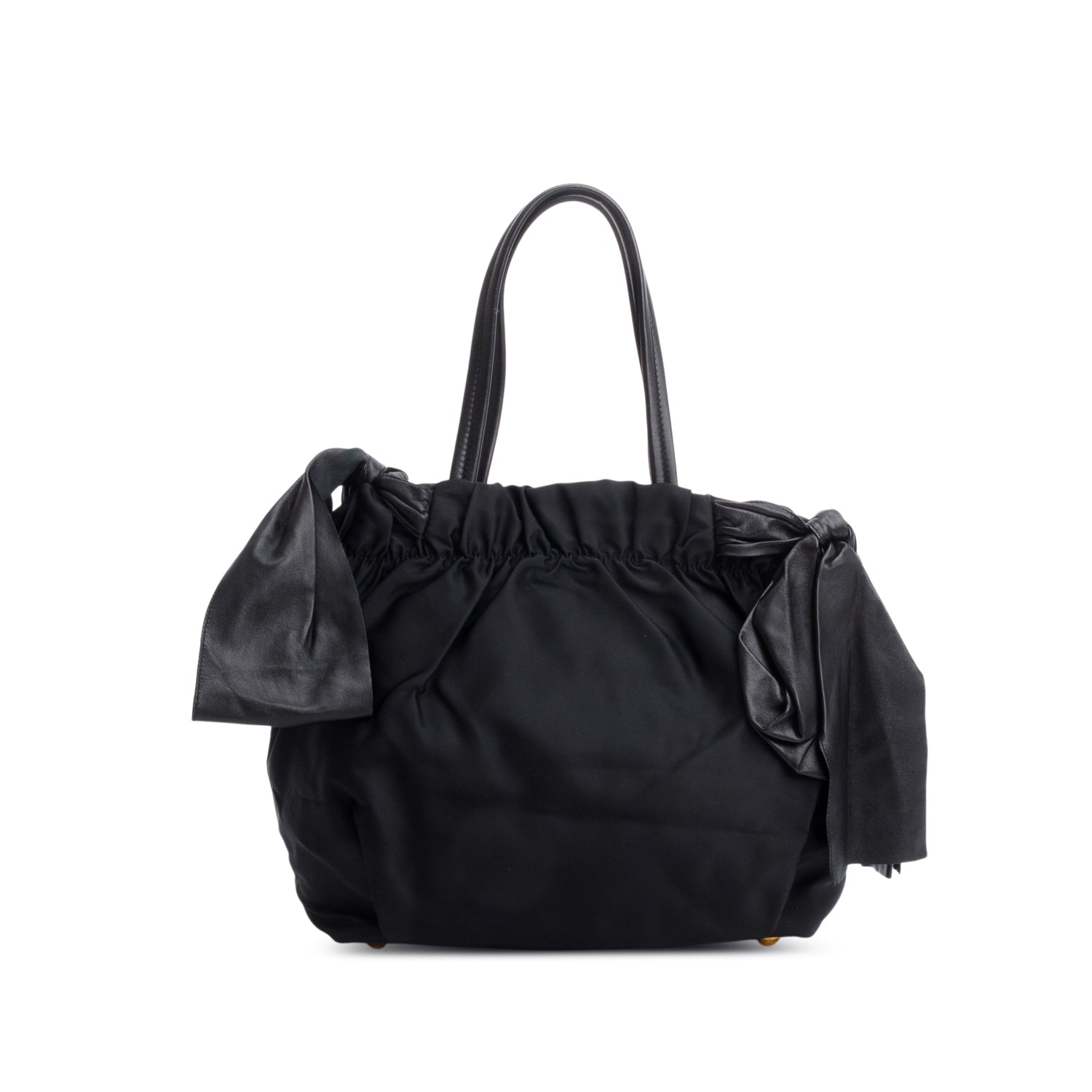 Prada Black Tessuto Bow Nylon Tote Bag w/ Strap