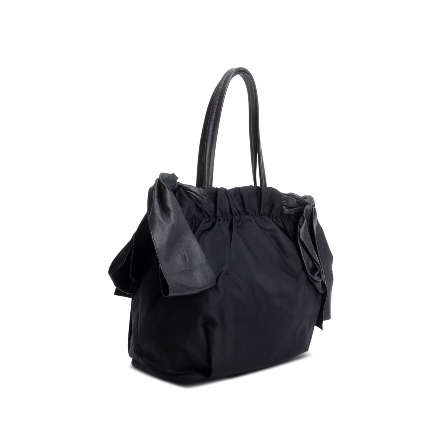 Prada Black Tessuto Bow Nylon Tote Bag w/ Strap