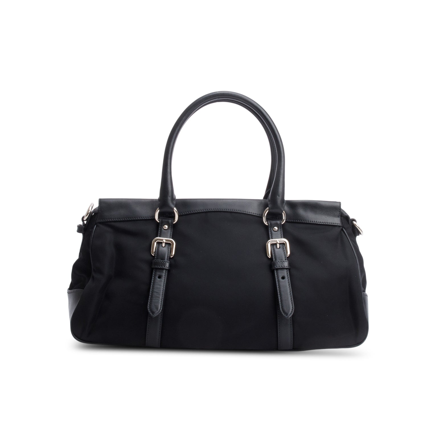 Prada Black Nylon Tessuto Solf Calf Tote w/ Strap