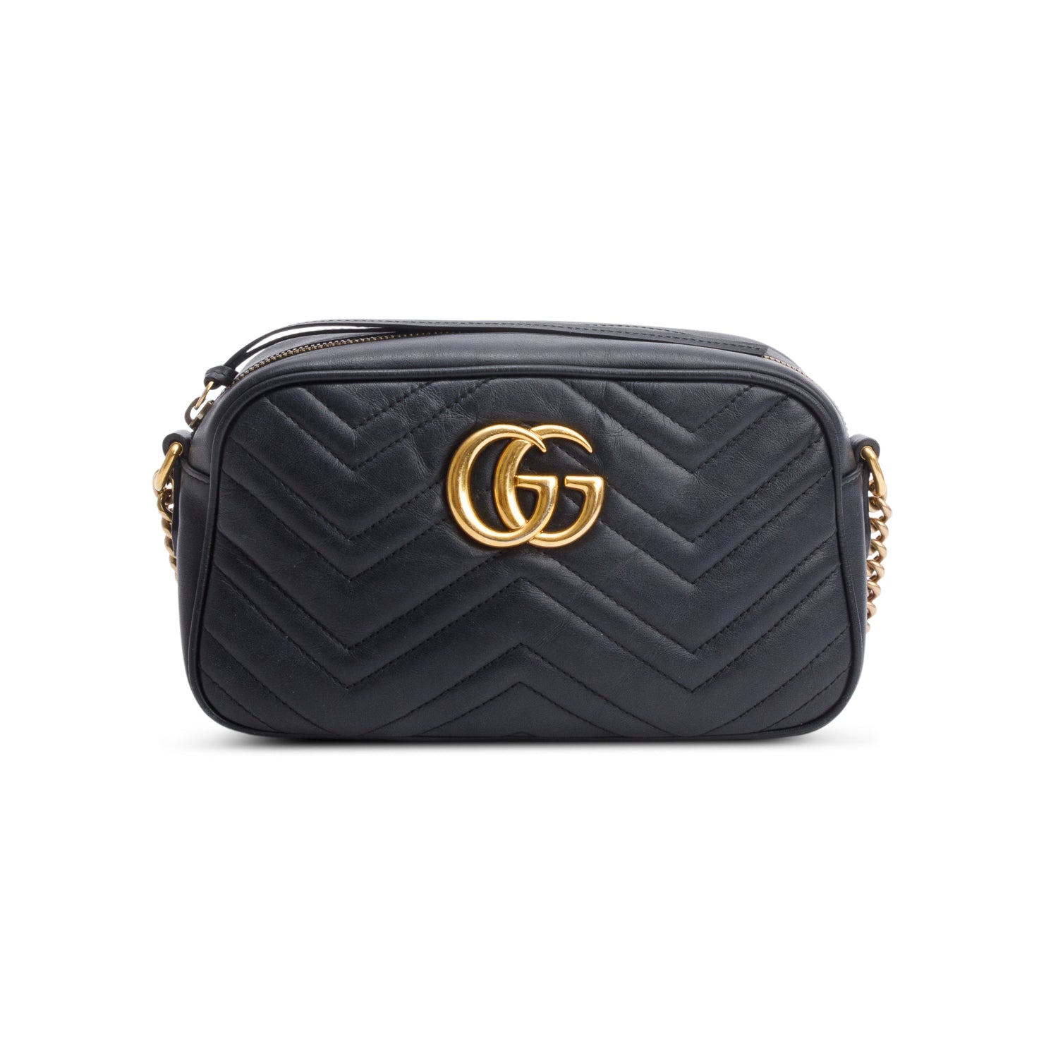 Gucci Black Matelasse Leather GG Marmont Small Camera Bag w/ Box