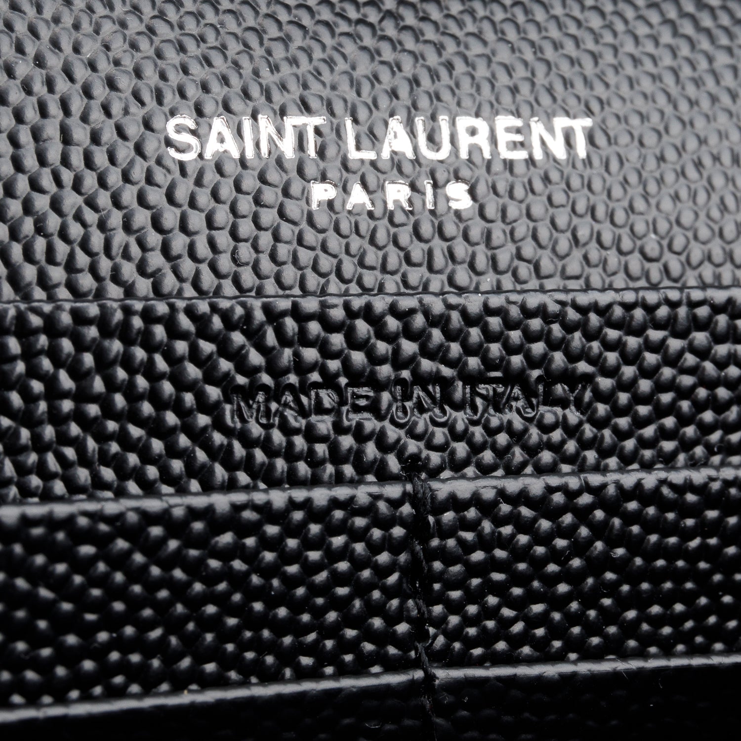 Saint Laurent 2022 Black Grain De Poudre Leather Cassandre Envelope Chain Wallet