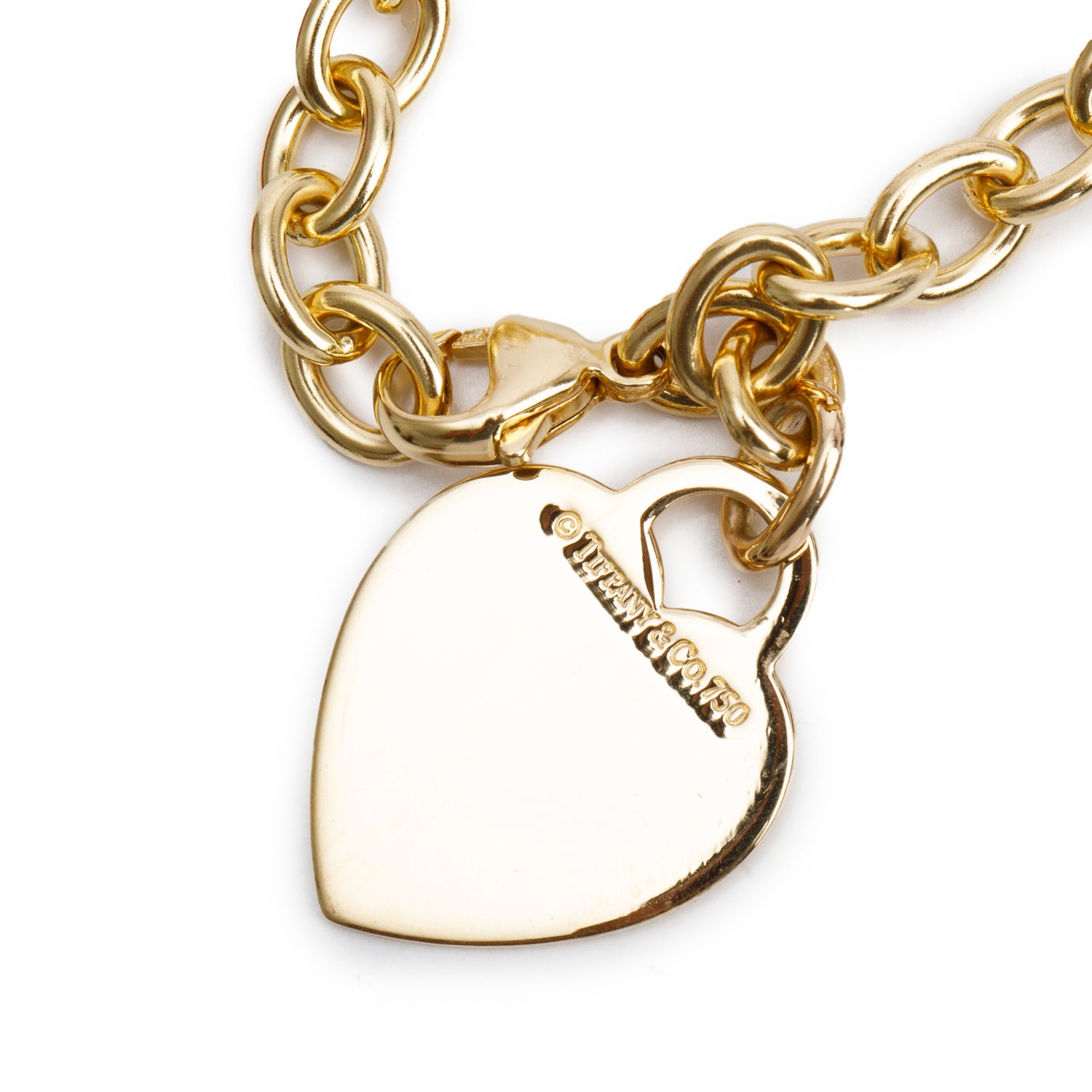 Tiffany & Co. 18k Yellow Gold Heart Tag Charm Bracelet w/ Box