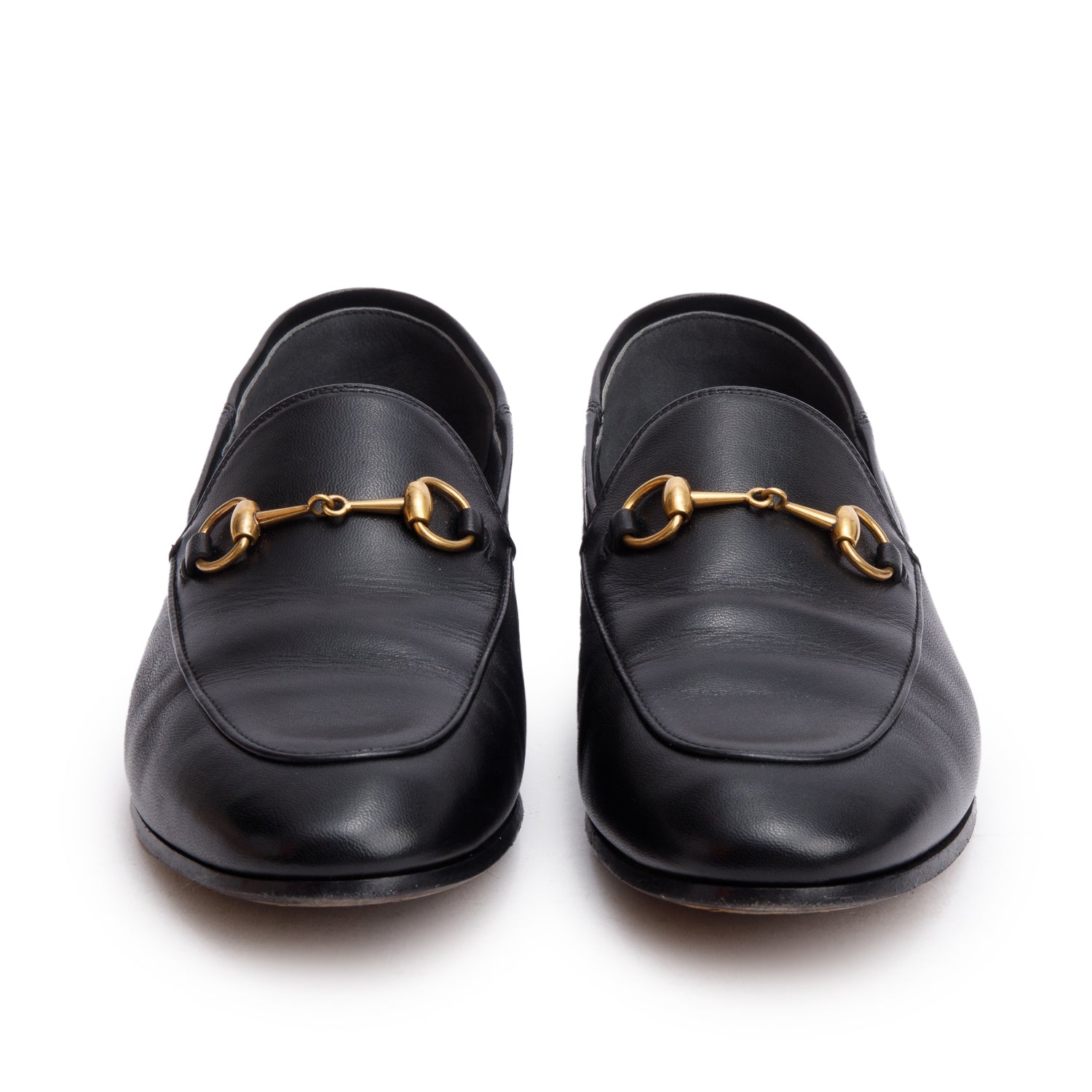 Gucci Black Calfskin Leather Horsebit Accent Loafers, Size 38 w/ Box