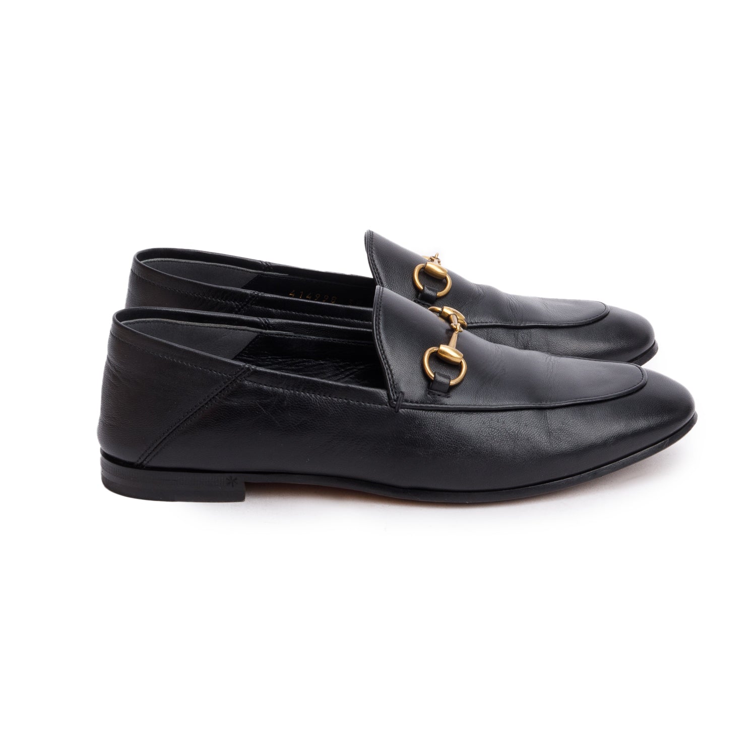 Gucci Black Calfskin Leather Horsebit Accent Loafers, Size 38 w/ Box