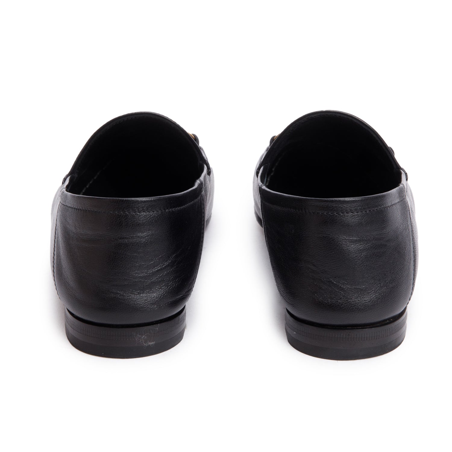 Gucci Black Calfskin Leather Horsebit Accent Loafers, Size 38 w/ Box