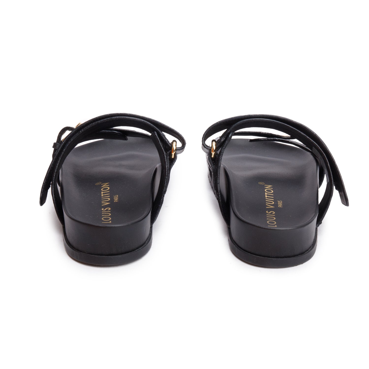 Louis Vuitton 2023 Black Monogram Embossed Leather Bom Dia Comfort Mule, Size 36 w/ Box & Receipt