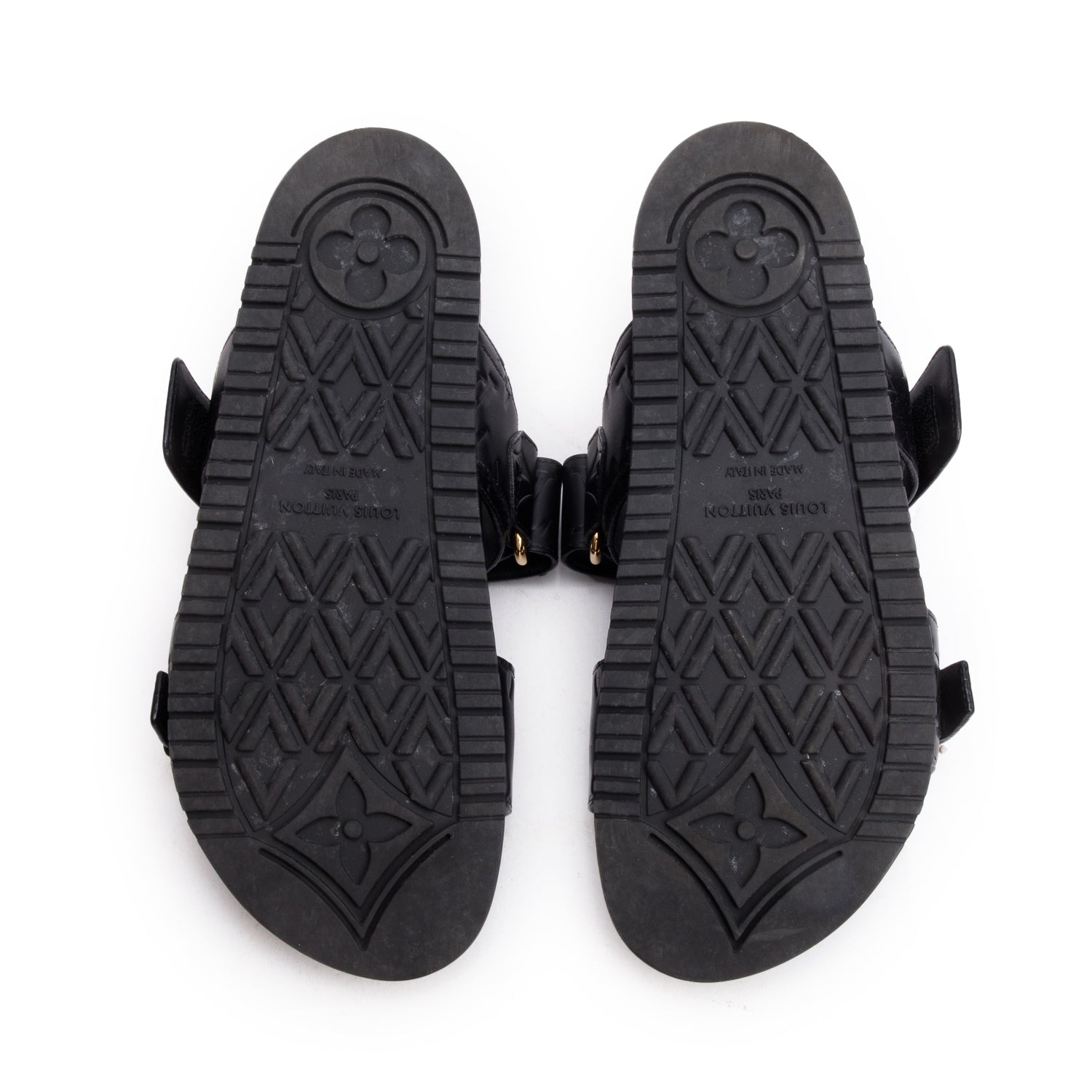 Louis Vuitton 2023 Black Monogram Embossed Leather Bom Dia Comfort Mule, Size 36 w/ Box & Receipt