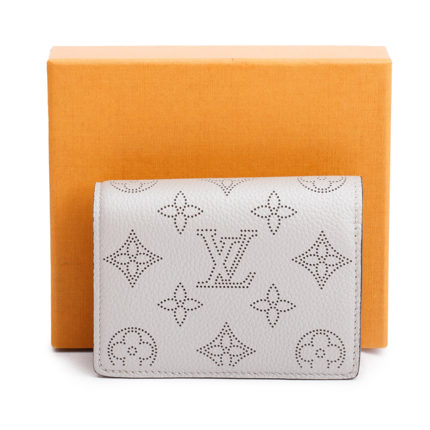 Louis Vuitton Grey Mahina Leather Clea Wallet w/ Box