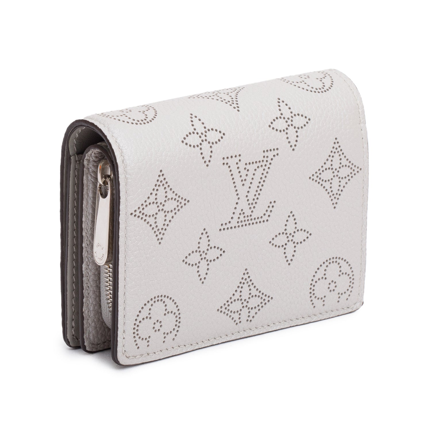 Louis Vuitton Grey Mahina Leather Clea Wallet w/ Box