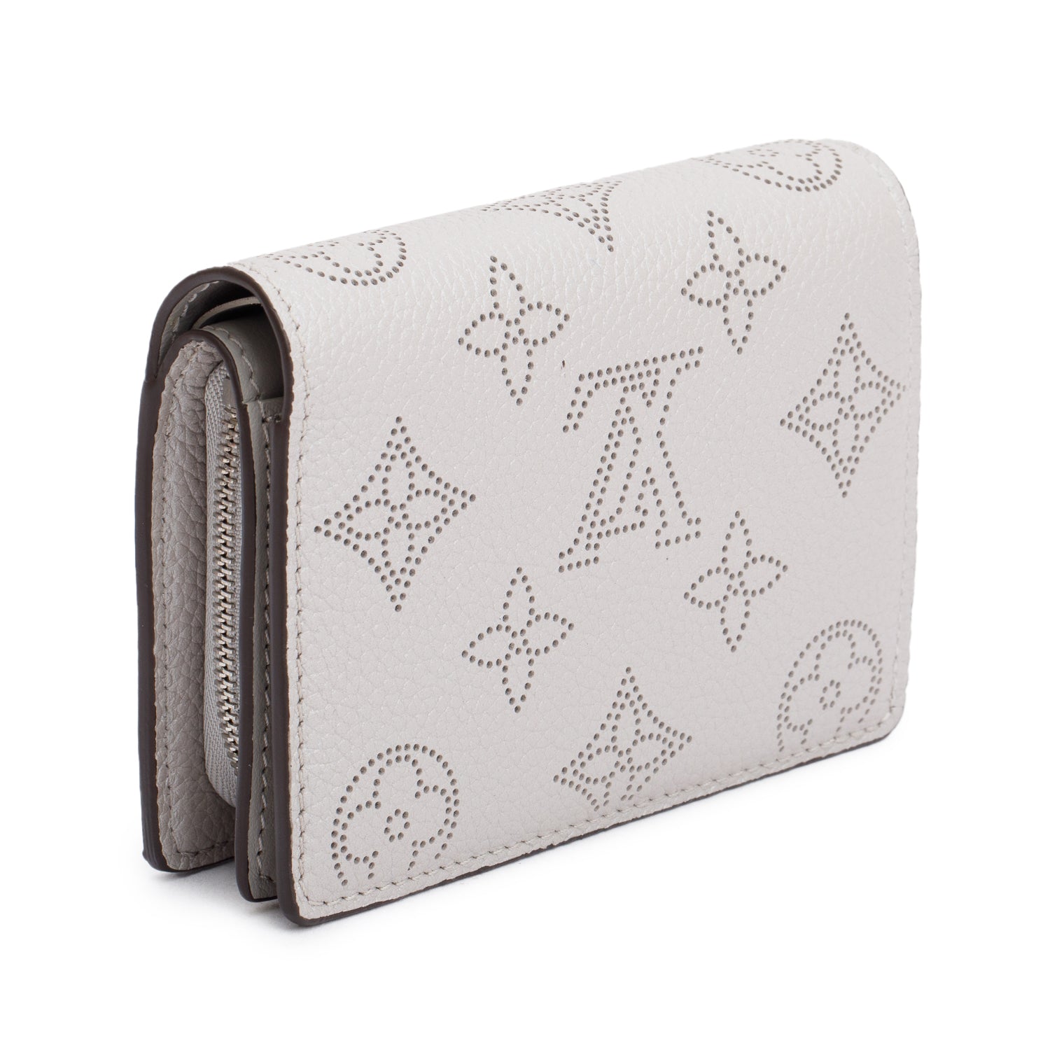 Louis Vuitton Grey Mahina Leather Clea Wallet w/ Box