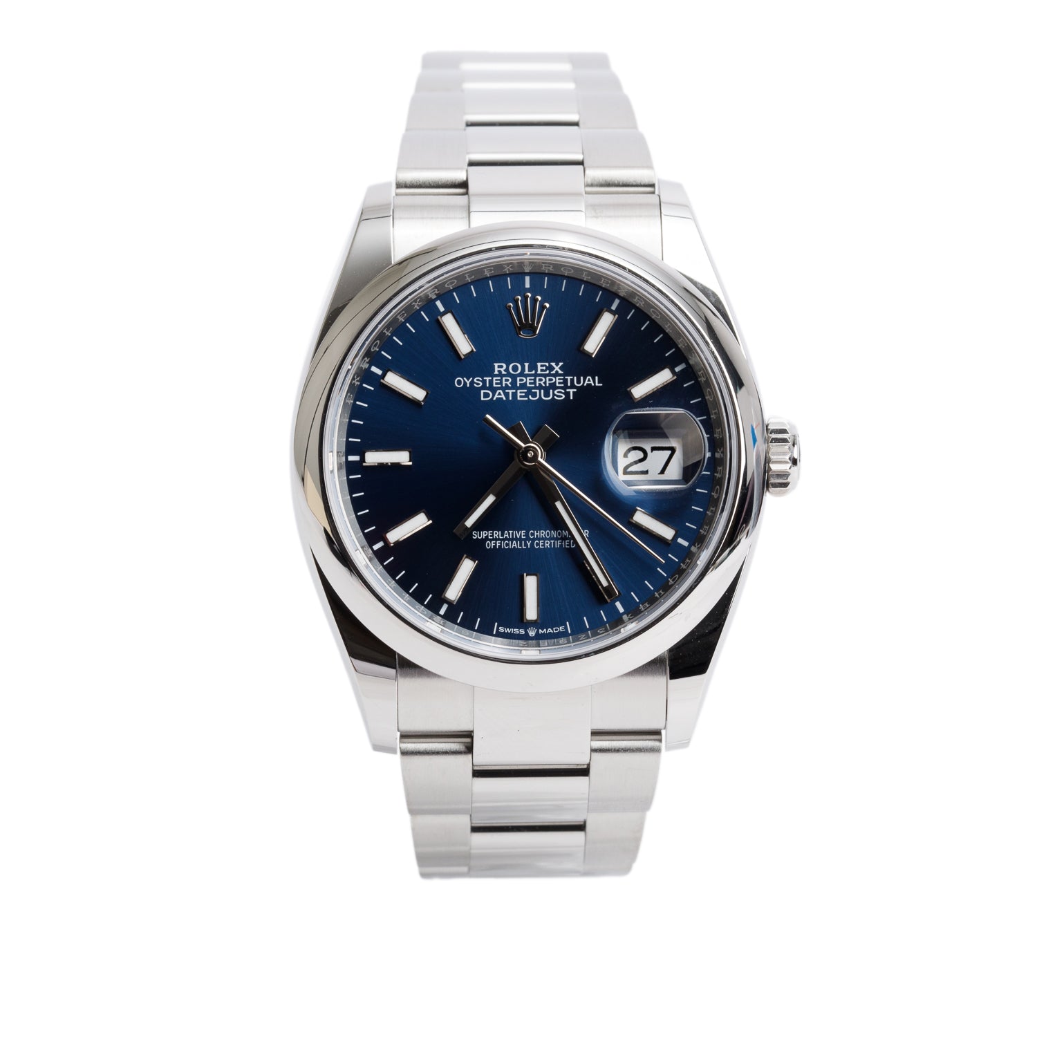 Rolex 2023 Stainless Steel Datejust 36 MM Automatic Watch Blue Dial 126200 w/ Box & Papers