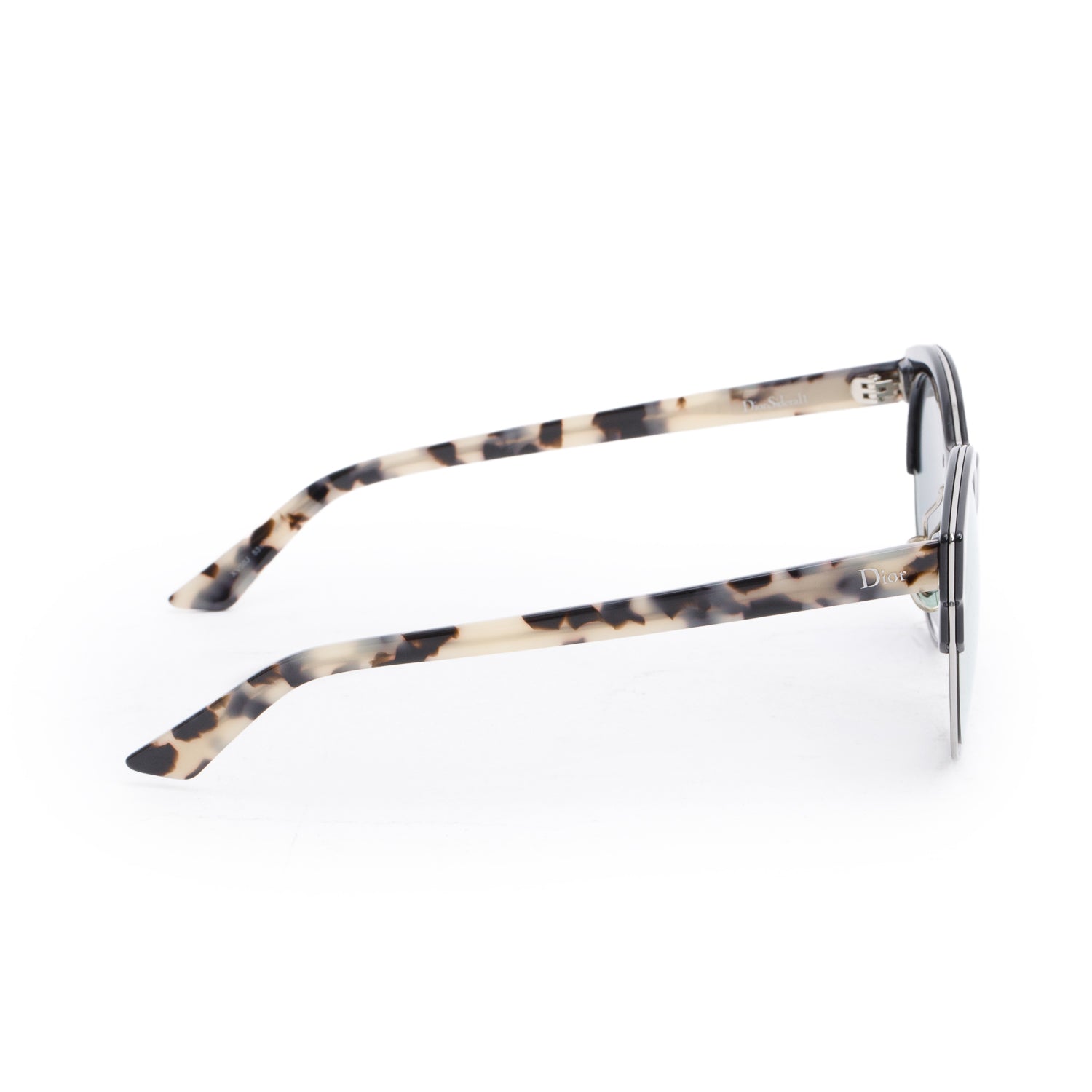 Christian Dior Black/Havana Acetate Diorsideral1 Round Sunglasses w/ Case & Card