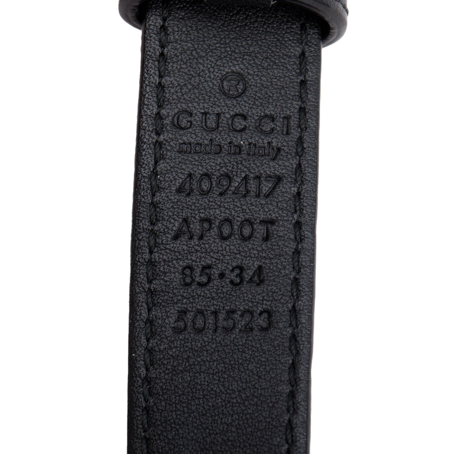 Gucci Black Leather GG Marmont Thin Belt, 85 34 w/ Box