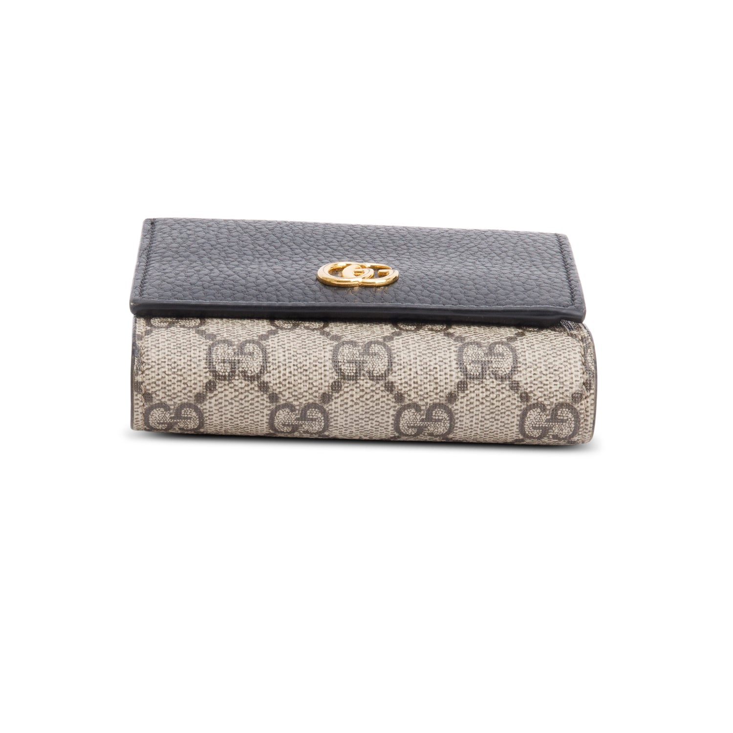 Gucci GG Supreme Canvas & Black Leather GG Marmont Wallet w/ Box