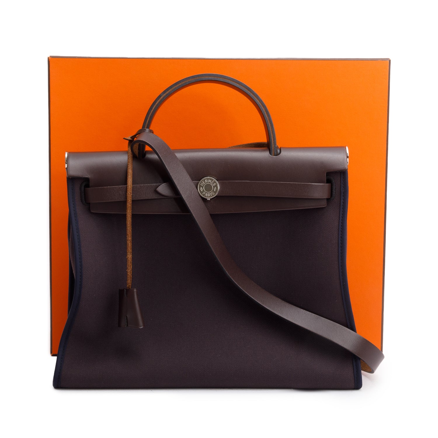 Hermes Cassis/Indigo Toile Ebene Vache Hunter Herbag Zip 31 w/ Pouch & Box