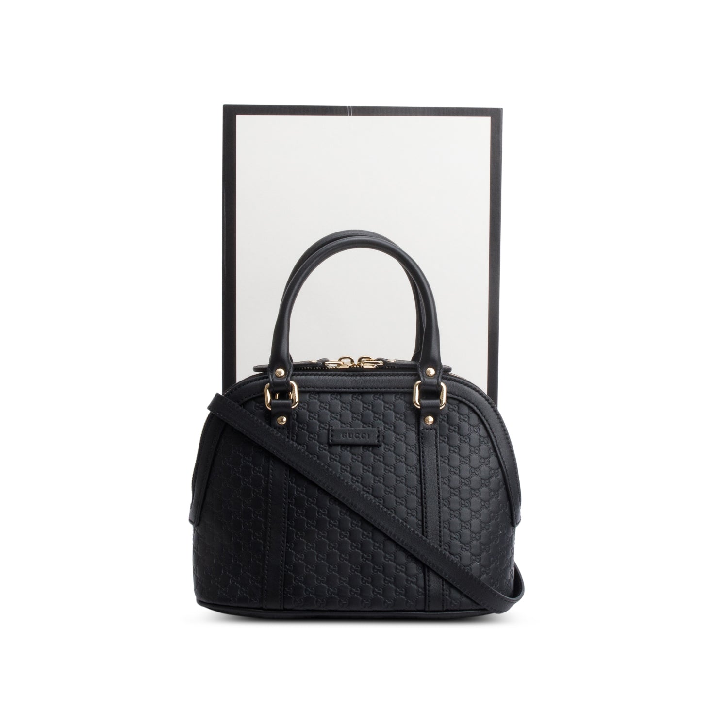 Gucci Black Microguccissima Leather Mini Dome Bag w/ Strap & Box