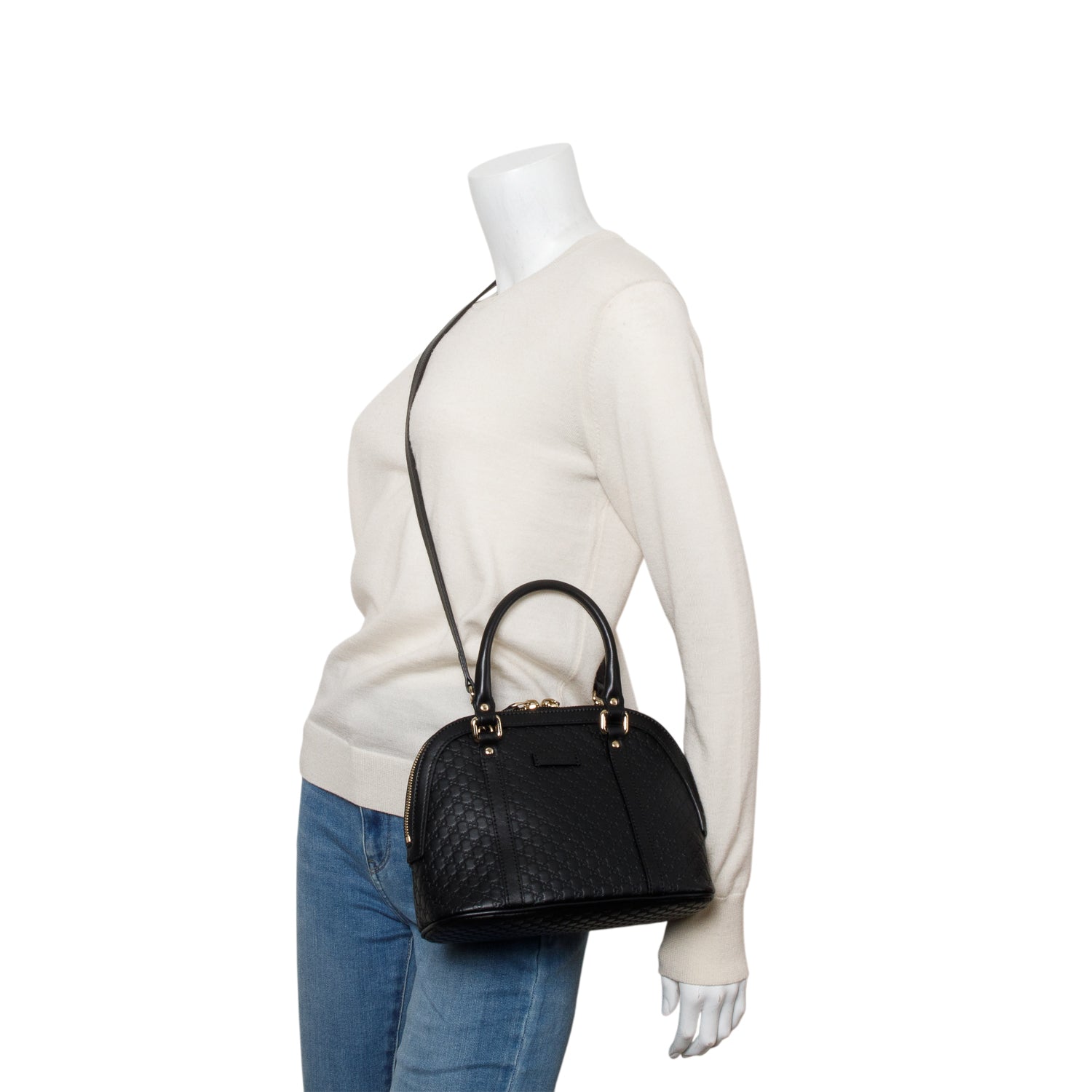 Gucci Black Microguccissima Leather Mini Dome Bag w/ Strap & Box